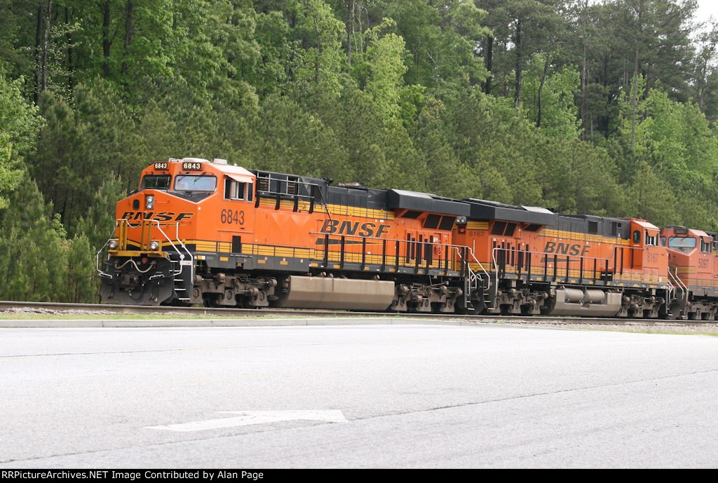 BNSF 6843 leads 8167 and 5097 in a quartet of units